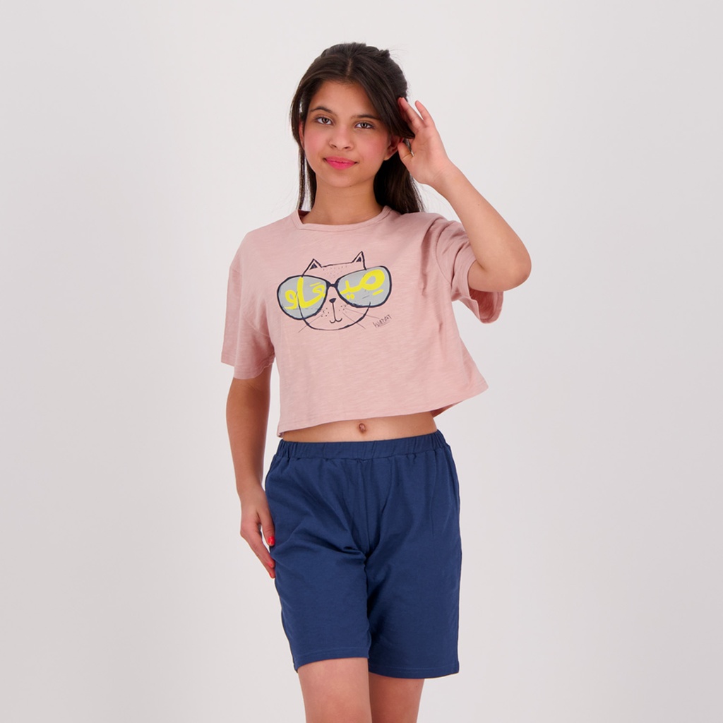 Pyjama fille t shirt crop et short Kontakt